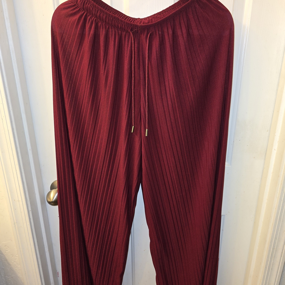Chic Burgundy Wide Leg Women's Pants